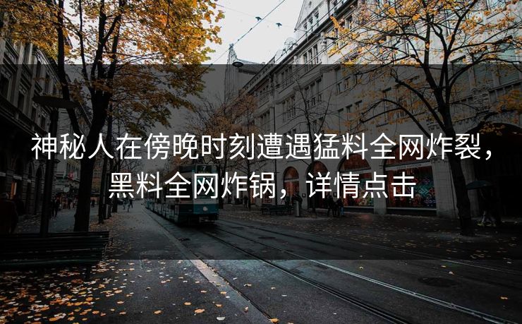 神秘人在傍晚时刻遭遇猛料全网炸裂，黑料全网炸锅，详情点击