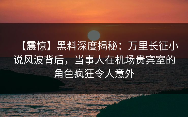 【震惊】黑料深度揭秘：万里长征小说风波背后，当事人在机场贵宾室的角色疯狂令人意外