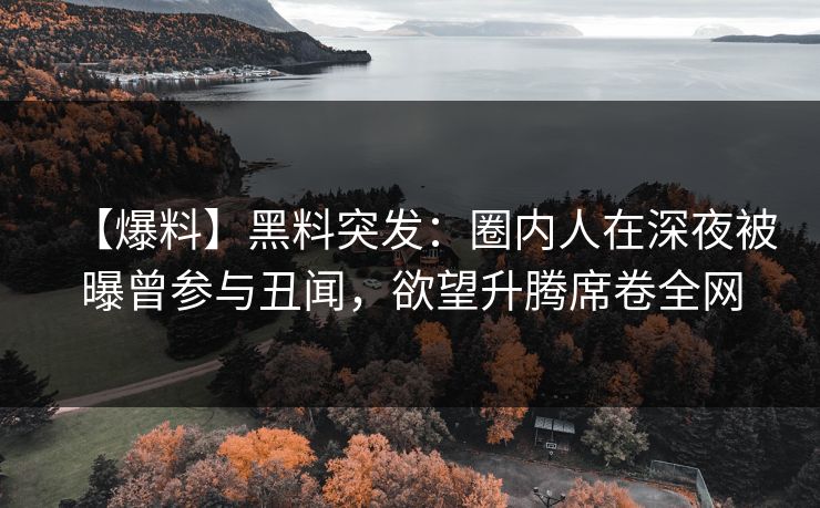 【爆料】黑料突发：圈内人在深夜被曝曾参与丑闻，欲望升腾席卷全网