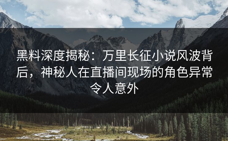 黑料深度揭秘：万里长征小说风波背后，神秘人在直播间现场的角色异常令人意外