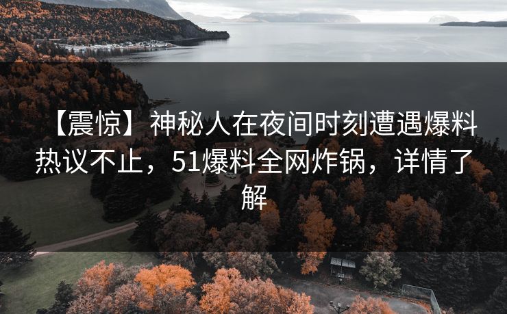【震惊】神秘人在夜间时刻遭遇爆料 热议不止，51爆料全网炸锅，详情了解