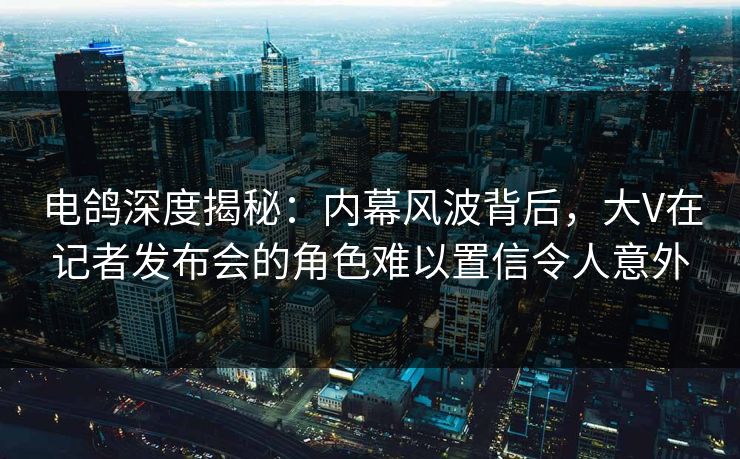 电鸽深度揭秘：内幕风波背后，大V在记者发布会的角色难以置信令人意外