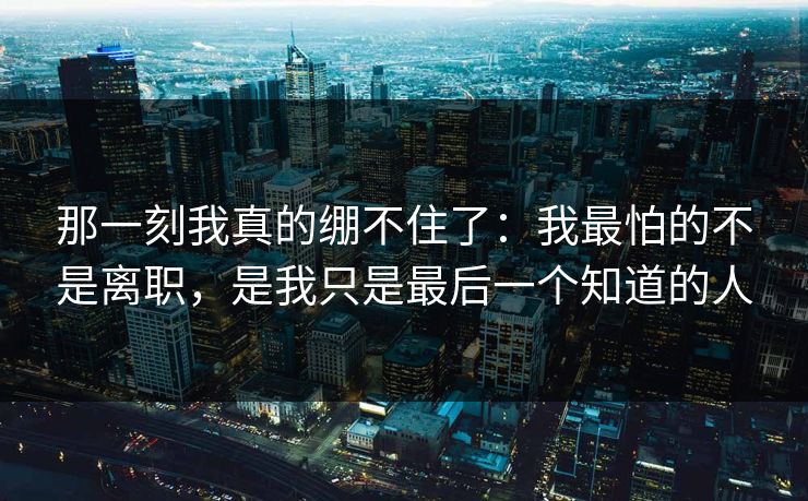 那一刻我真的绷不住了：我最怕的不是离职，是我只是最后一个知道的人