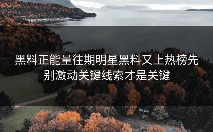 黑料正能量往期明星黑料又上热榜先别激动关键线索才是关键